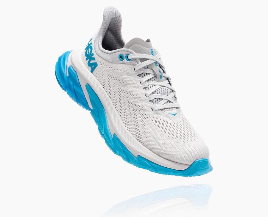 Hoka One One ランニングシューズ レディース 白/青 - クリフトン 縁 - OB5412769